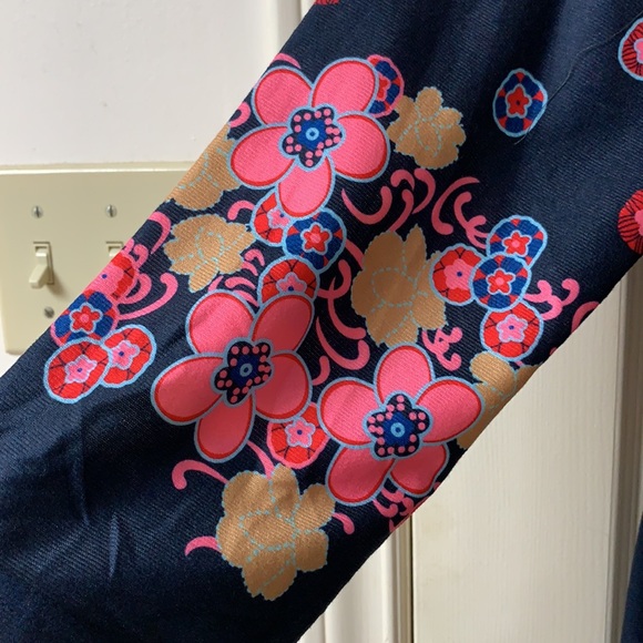 🌷3 for$20🌷R&B Collection, US 1X, Navy & Pink Floral Pocketed Long Sleeve Dress - Picture 6 of 13